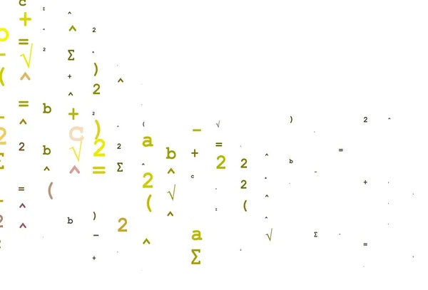 Lichtrode Gele Vectorachtergrond Met Algebra Elementen Gekleurde Wiskundige Borden Met — Stockvector