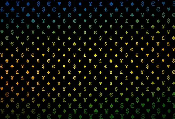 Dark Green Vector Template Poker Symbols Colorful Gradient Signs Hearts — Image vectorielle