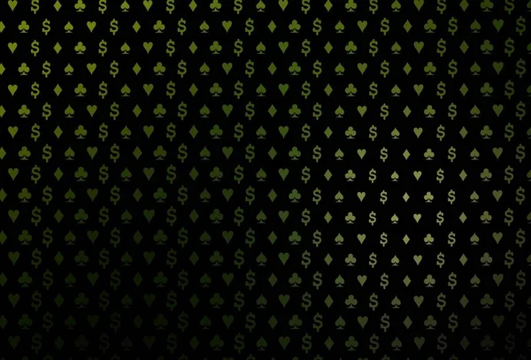 Dark Green Vector Template Poker Symbols Colored Illustration Hearts Spades — Stockový vektor
