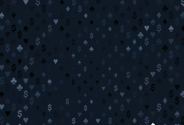 Dark Black Vector Template Poker Symbols Shining Illustration Hearts Spades — Stockový vektor