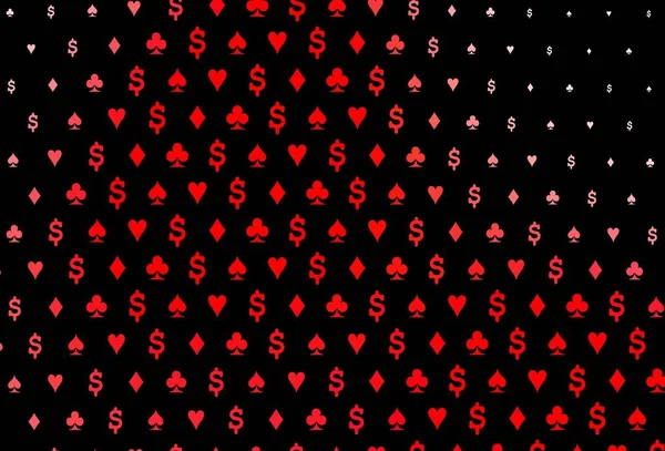 Темно Красная Векторная Текстура Игральными Картами Сияющая Иллюстрация Червями Лопатами — стоковый вектор