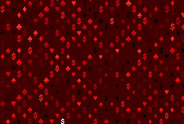 Șablon Vectorial Roșu Deschis Simboluri Poker Design Decorativ Neclar Inimi — Vector de stoc