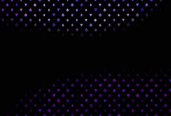 Dark Purple Vector Texture Playing Cards Shining Illustration Hearts Spades — Wektor stockowy