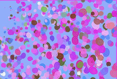 Açık Çokrenkli, eğri çizgili Gökkuşağı vektör arkaplanı. Bulanık geometrik örnek ve eğimli kabarcıklar. Web siteniz için mermer tasarımı.