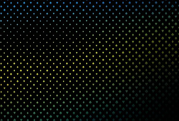 ダークブルー ポーカーシンボル付きイエローベクトルテンプレート ハート スペード クラブ ダイヤモンドのカラーイラスト ポスター ギャンブルサイトのバナーのためのデザイン — ストックベクタ