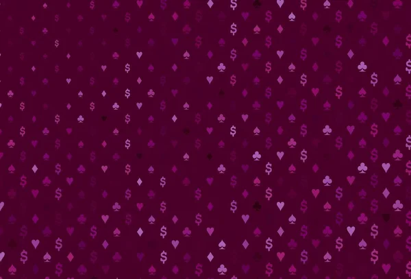 Modèle Vectoriel Violet Foncé Avec Des Symboles Poker Croquis Abstrait — Image vectorielle