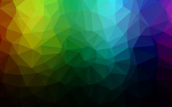 Dark Multicolor Rainbow Vector Glanzend Driehoekig Patroon — Stockvector