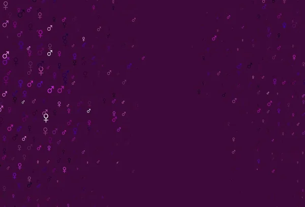 Hellviolettes Vektormuster Mit Geschlechtsspezifischen Elementen Intelligente Illustration Farbenfrohen Gradientenstil Mit — Stockvektor