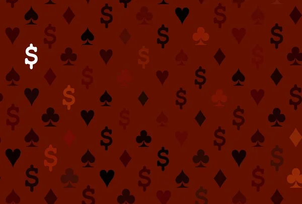 Dark Red Vector Template Poker Symbols Colorful Gradient Signs Hearts — Stockvektor