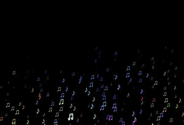 Dark Multicolor Веселка Векторний Візерунок Музичними Елементами Декоративний Дизайн Абстрактному — стоковий вектор
