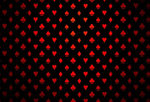 Dark Red Vector Template Poker Symbols Illustration Set Hearts Spades — Vetor de Stock