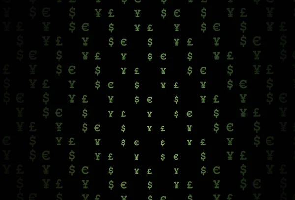 Dark Green Vector Pattern Eur Usd Gbp Jpy Colored Symbols — Vetor de Stock