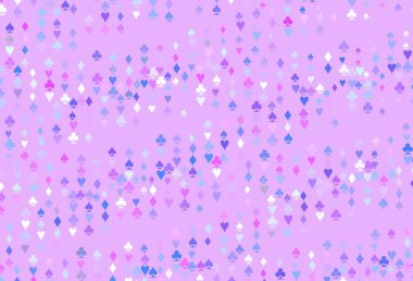 Light Pink, Blue vector template with poker symbols. Colored illustration with hearts, spades, clubs, diamonds. Smart design for your business advert of casinos.