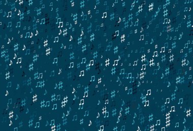 Light BLUE vector pattern with music elements. Isolated colorful music keys on abstract background. Pattern for websites of musitians.