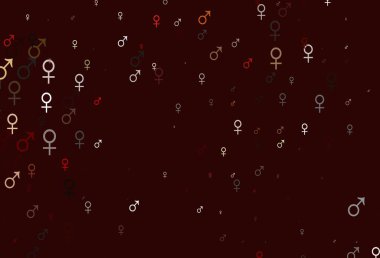 Açık yeşil, cinsiyet sembollü kırmızı vektör arkaplan. Soyut tarzda, cinsiyet şekilleriyle basit bir gradyan tasarımı. Randevu siteleri için temel tasarım.