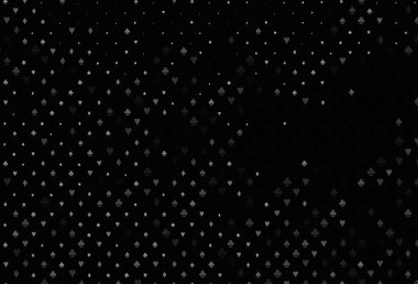 Koyu gümüş, oyun kartlarıyla gri vektör dokusu. Kupa, maça, sinek ve elmasların olduğu bir resim. Kitapçıklar, kumarhanelerin broşürleri..