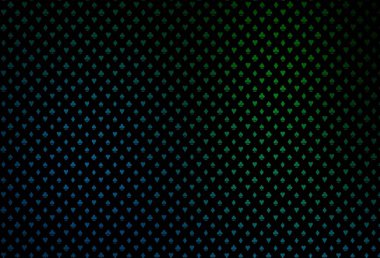 Dark blue, green vector layout with elements of cards. Glitter abstract sketch with isolated symbols of playing cards. Pattern for booklets, leaflets of gambling houses.