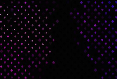 Dark purple vector pattern with symbol of cards. Blurred decorative design of hearts, spades, clubs, diamonds. Pattern for leaflets of poker games, events.