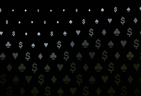 Темно Зеленый Вектор Искушают Покерными Симуляторами Сияющая Иллюстрация Червями Лопатами — стоковый вектор