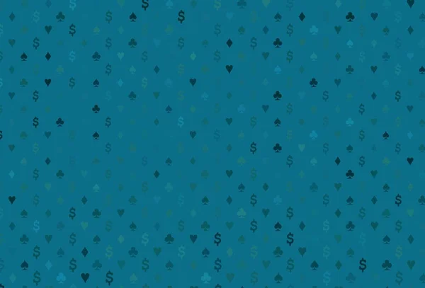 Modèle Vectoriel Bleu Clair Avec Des Symboles Poker Croquis Abstrait — Image vectorielle