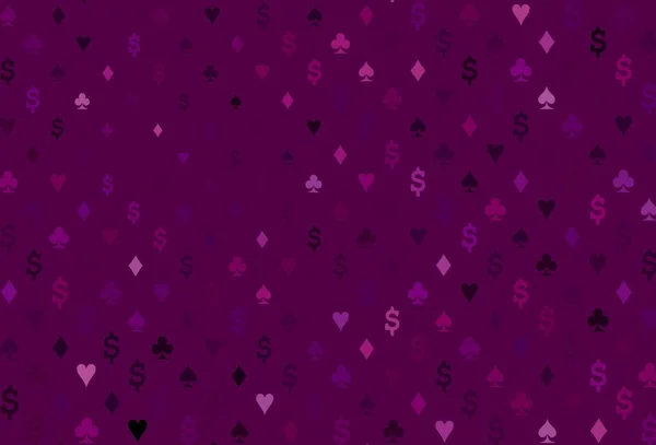Dark Purple Vector Cover Symbols Gamble Colored Illustration Hearts Spades — Stok Vektör
