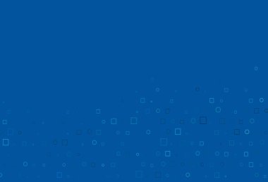 Dairesel benekli hafif Mavili vektör düzeni, küpler. Renkli daireler, dikdörtgenler ile soyut arkaplan. Reklamlar, broşürler için desen.