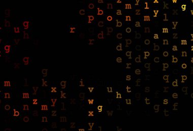 Koyu sarı, izole harflerle turuncu vektör şablonu. Renkli Latin alfabesiyle soyut illüstrasyon. Üniversite reklamınız için akıllıca bir tasarım..