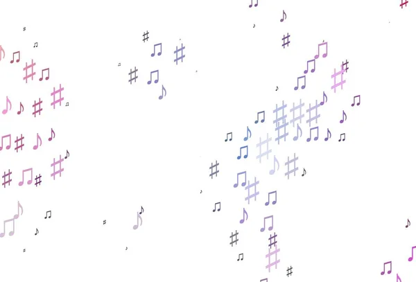 Світло Рожевий Синій Векторний Фон Музичними Символами Сучасна Абстрактна Ілюстрація — стоковий вектор