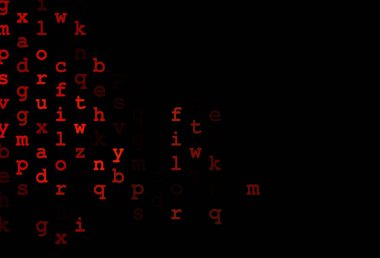 Alfabe işaretli koyu turuncu vektör arkaplanı. ABC İngilizce sembollü modern geometrik çizim. Şablon tipografi reklamları için bir arkaplan olarak kullanılabilir.