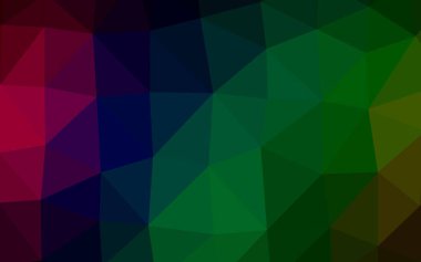 Koyu Çokrenkli, Gökkuşağı vektörü düşük polimerli düzen. Origami stilinde, gradyanı olan renkli çizimler. Tasarımınız için yeni doku.