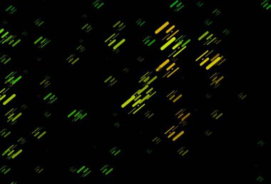 Koyu yeşil, renkli çizgileri olan sarı vektör dokusu. Bulanık dekoratif tasarım basit bir şekilde çizgilerle. İş broşürleri, broşürler için desen.