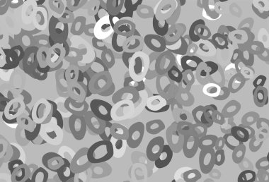 Açık Gümüş, noktalı gri vektör arkaplanı. Doğa tarzında bulanık halkaları olan güzel renkli çizimler. Reklamlar, broşürler için desen.