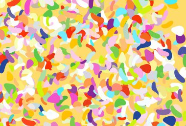 Açık renkli, gökkuşağı vektör desenli kaotik şekilli. Soyut tarzda rengarenk gradyan şekilleri olan bir resim. Duvar kağıtları için zarif tasarım.