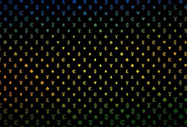 Poker sembollü koyu pembe vektör şablonu. Kalplerin, maça, sinek ve elmasların bulanık dekoratif tasarımı. Reklam, poster ve kumar siteleri için tasarım.