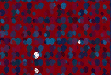 Açık mavi, sıvı şekilli kırmızı vektör arkaplan. Bulanık çizgiler ve dairelerden oluşan parlak çizimler. İşiniz için en iyi bulanık tasarım..