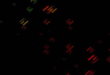 Koyu yeşil, uzun çizgileri olan kırmızı vektör arkaplanı. Sopalı modern geometrik soyut çizim. Reklamınız, posteriniz, afişiniz için en iyi tasarım.