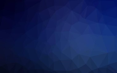 Koyu mavi üçgen mozaik doku. Gıcır gıcır rengarenk bir illüstrasyon. Web siteniz için çokgen tasarım.