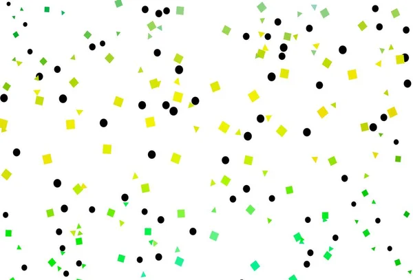 Verde Claro Fondo Vector Amarillo Con Triángulos Círculos Cubos Ilustración — Vector de stock