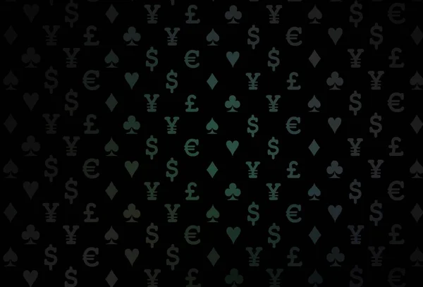 Modèle Vectoriel Bleu Foncé Avec Des Symboles Poker Croquis Abstrait — Image vectorielle