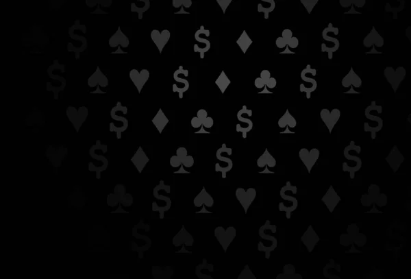 Donker Zwarte Vector Template Met Poker Symbolen Glitter Abstracte Schets — Stockvector