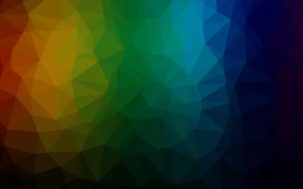 Темный Разноцветный Рейнбовский Вектор Темный Фон Треугольный Геометрический Образец Градиентом — стоковый вектор