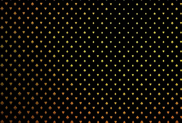Темно Оранжевий Векторний Фон Знаками Карт Блискучі Ілюстрації Серцями Піками — стоковий вектор