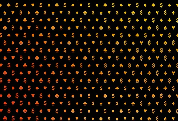 Modèle Vectoriel Jaune Foncé Orange Avec Symboles Poker Illustration Colorée — Image vectorielle