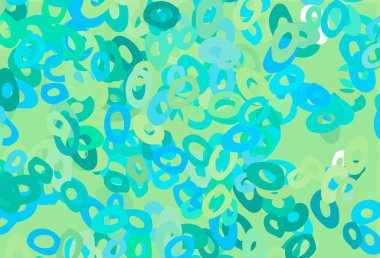 Açık mavi, küreli sarı vektör deseni. Parlak renkli soyut çemberlerin olduğu bir resim. Güzel web siteleri için desen.