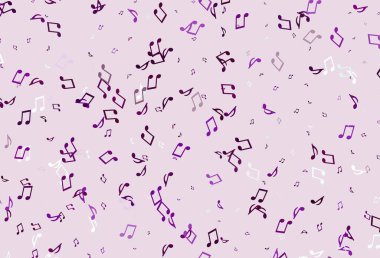 Müzik elementleriyle açık renkli vektör deseni. Soyut tarzda dekoratif tasarım ve müzik şekilleri. Okul ilanı, kitapçıklar için şablon.