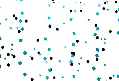 Daireleri, çizgileri, dikdörtgenleri olan hafif BLUE vektör düzeni. Renkli daireler, üçgenler, kareler çizilmiş bir resim. Reklamınız, posteriniz, afişiniz için en iyi tasarım.