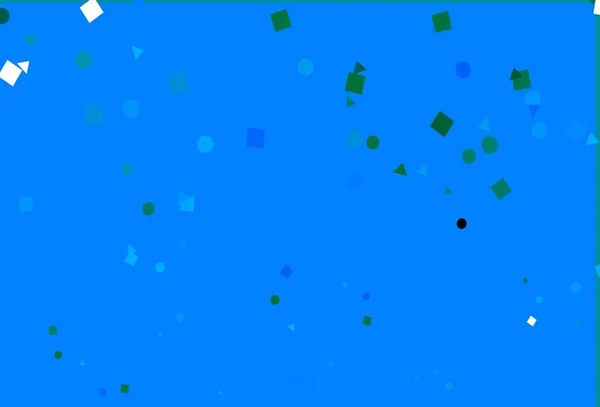 Синий Зеленый Векторный Фон Треугольниками Кругами Кубиками Иллюстрация Набором Красочных — стоковый вектор