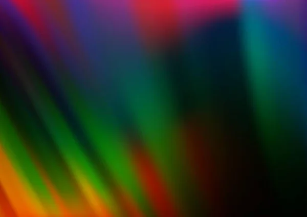Mörk Multicolor Rainbow Vektor Bakgrund Med Böjda Band Färgglad Abstrakt — Stock vektor