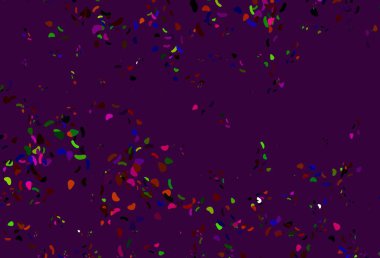 Açık renkli, gökkuşağı vektör desenli kaotik şekilli. Soyut tarzda rengarenk gradyan şekilleri olan bir resim. İşiniz için en iyi akıllı tasarım.