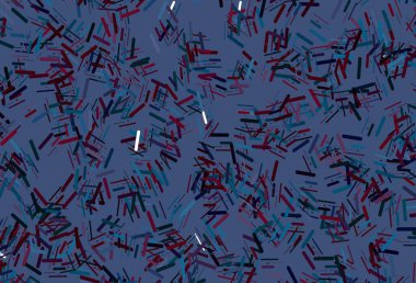 Düz çizgileri olan koyu pembe, mavi vektör arkaplan. Renkli çubuklarla gösterişli soyut çizimler. İş broşürleri, broşürler için desen.